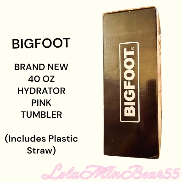BIGFOOT BRAND NEW 40 OUNCE PINK TUMBLER WITH PLASTIC STRAW INCLUDED-INSULATED - Picture 7 of 9